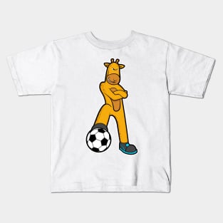 Giraffe at Sports with Soccer ball Kids T-Shirt